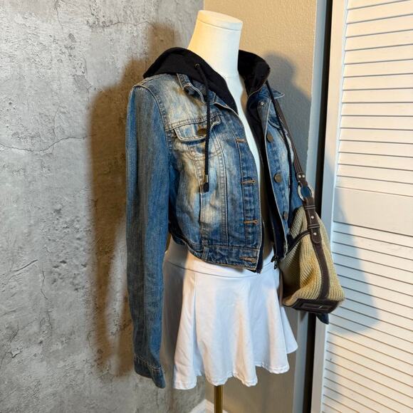 Highway Jeans Blue Demin Jacket with Hoodie & Zipper - Picture 5 of 7